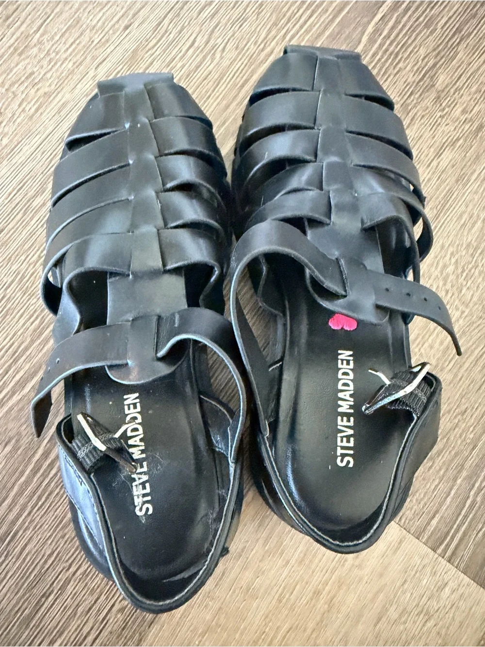 Steve Madden Black Chunky Fisherman Sandals for Kids